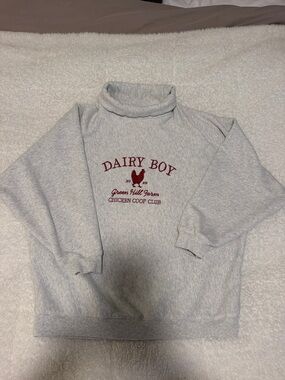 Dairy Boy Chicken Coop Mockneck Sweatshirt, Size M/L